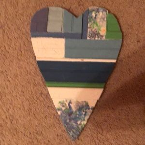 peacock wooden heart